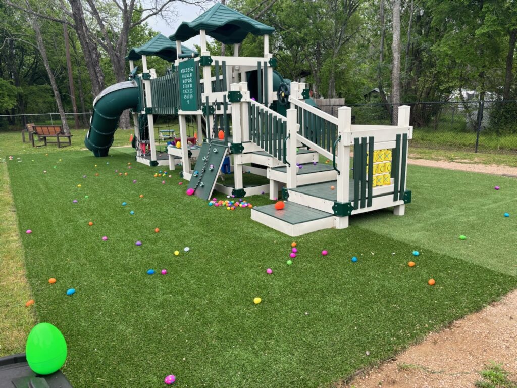 Easter eggs on playground