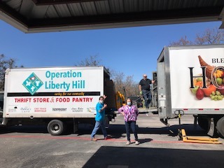 Operation Liberty Hill Community Food Drive trucks.
